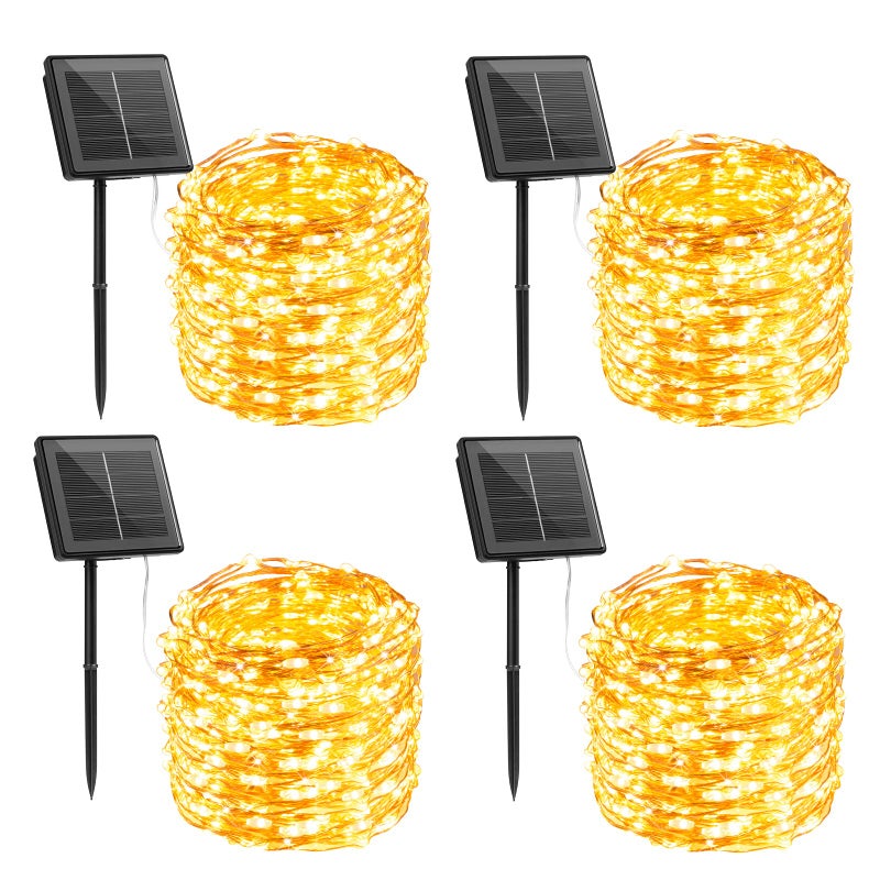 Brightown Solar String Lights Outdoor Waterproof, 4 Packs Total 132 Ft 400 LED Solar Fairy Lights with 8 Modes, Twinkle Solar Powered Outdoor Lights for Patio Yard Trees Wedding Christmas, Warm White - Image 1